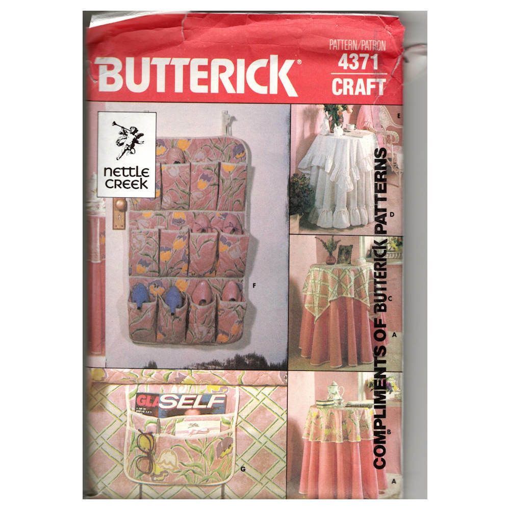 Butterick 4371 Home Decorating Pattern Organization Shoe Bag More NEW UNCUT